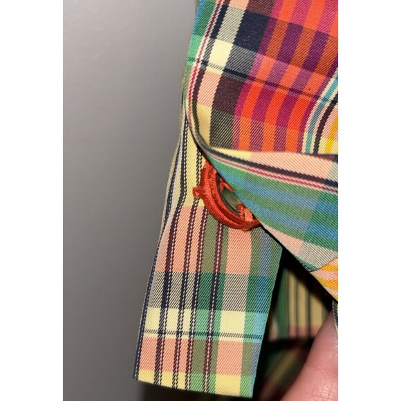 Anne Klein Plaid Yellow Orange Green Light Jacket Size 4 - Picture 5 of 9